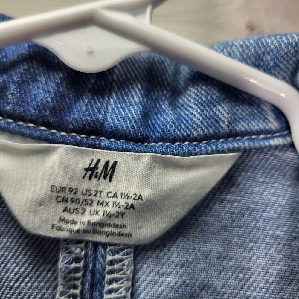 H&M Kid's Toddler Girl's Jean Jacket Denim Colorblock Snap Button Up. - Picture 4 of 5